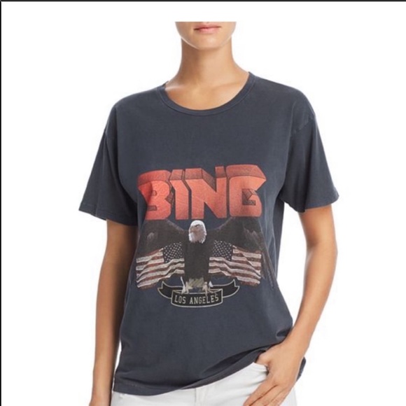 Anine Bing Tops - ANINE BING gray vintage eagle tee
